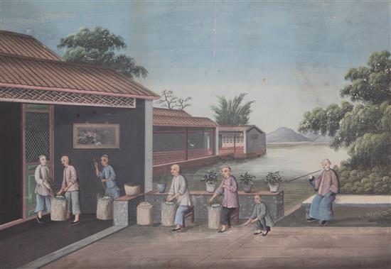 Late 18th century Chinese School, watercolour and gouache, set of four paintings